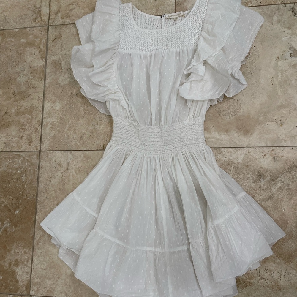 LOVESHACKFANCY  Xs white mini dress